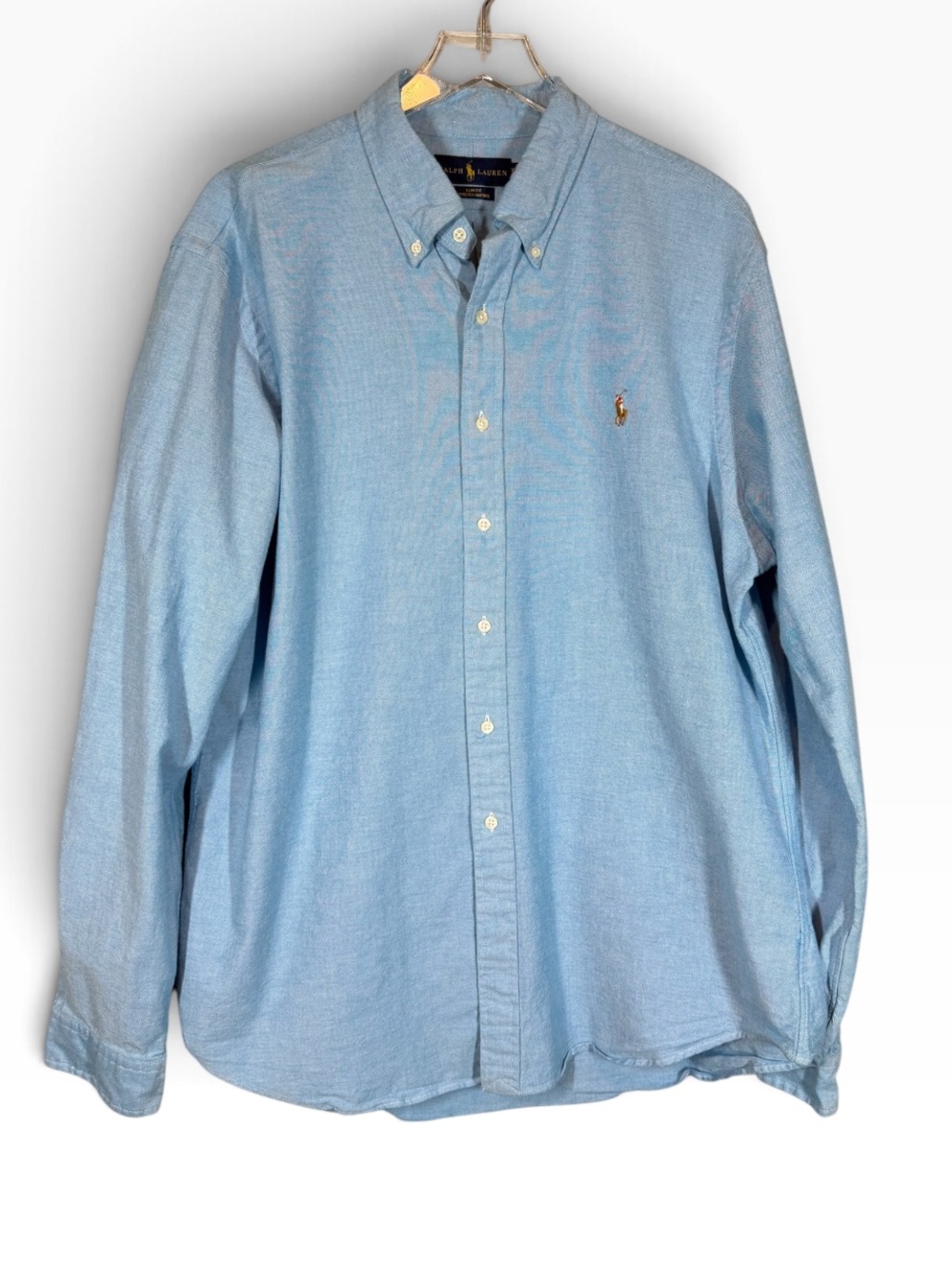 Ralph Lauren Men's XXL Slim Fit Light Blue Button-Down Oxford Shirt Flesh Pony